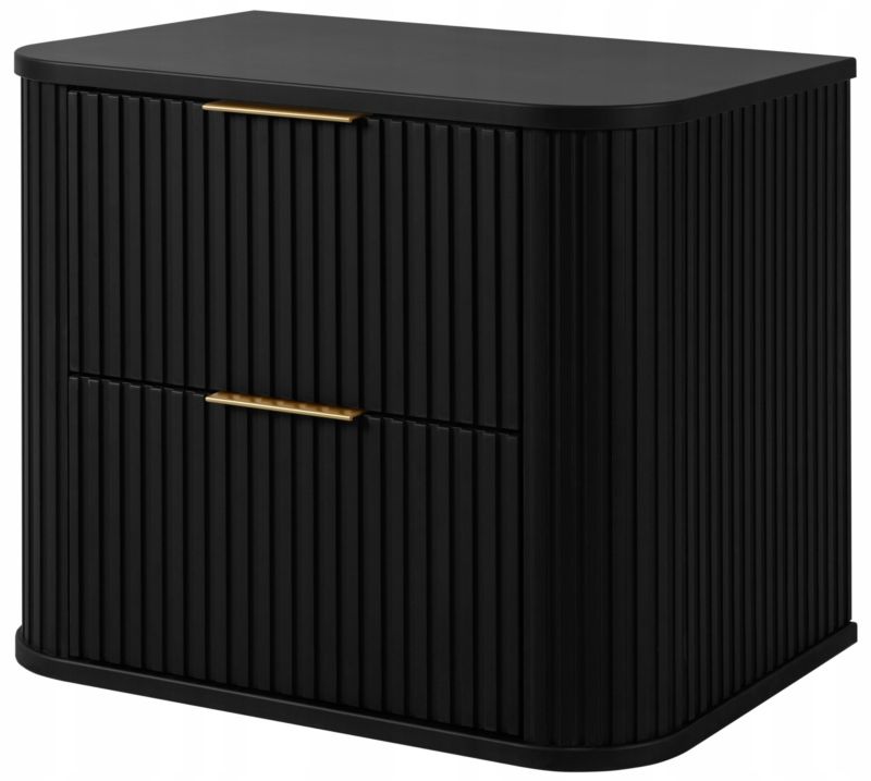 Szafka pod umywalkę Furnidea 60 cm wisząca ryflowana z szufladami czarna GLAMOUR 1 szt.