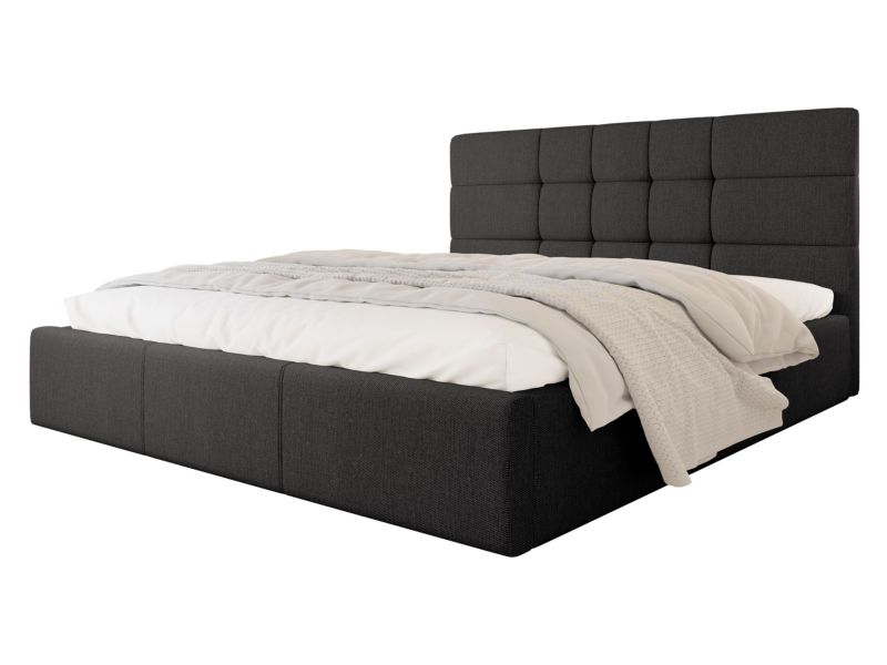 Łóżko tapicerowane MIRJAN 24 Swift stelaż drewniany 180x200 strukturalny ciemny szary 1 szt.