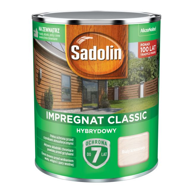 Impregnat do drewna Sadolin Hybrydowy biały kremowy 0,75 l