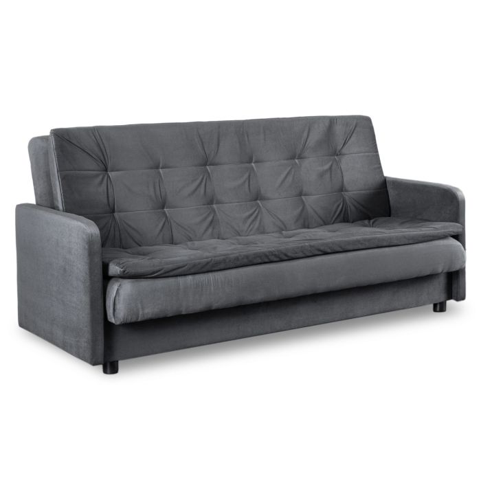 Sofa Stella Mebel Elite Rozkładana z Funkcją Spania i Pojemnikiem Szara 1 szt