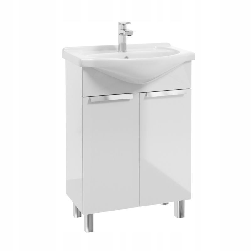 Szafka Łazienkowa Stamar Biała z Umywalką 600 mm Stojąca Połysk 1 szt