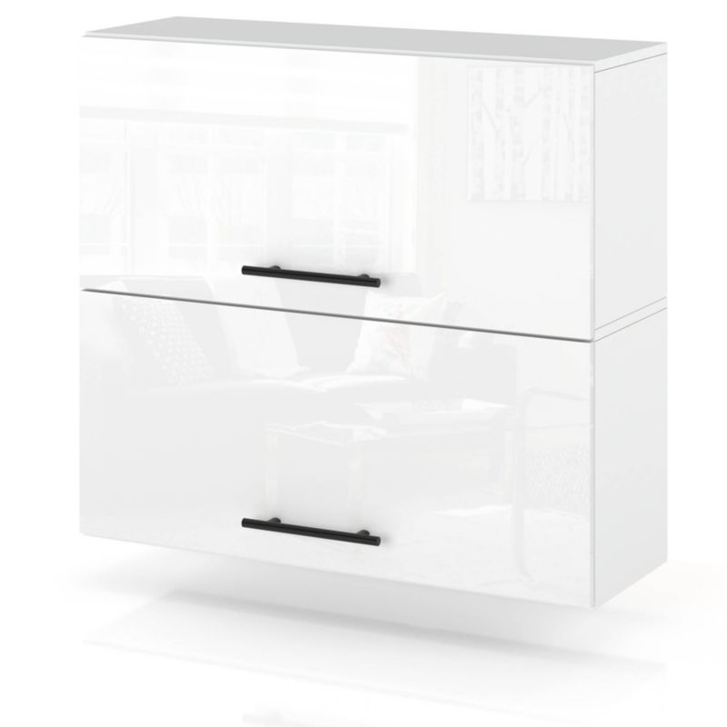 Szafka Kuchenna Hurtownia-Mebli Wisząca Klapowa W80K sPremium 80cm Biały Mat Biały Połysk 80x32x72 cm 1szt.