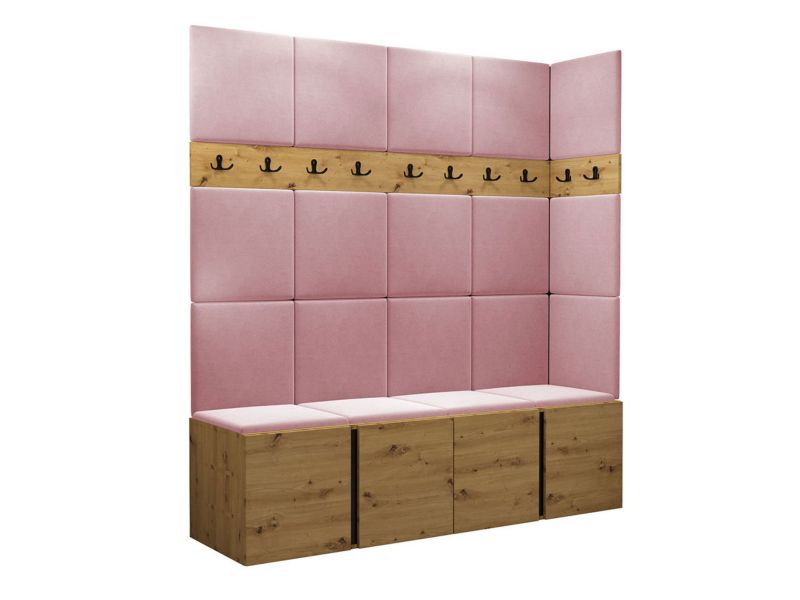 Garderoba MIRJAN 24 Orion II dąb artisan/czarny + różowy 1 kpl.