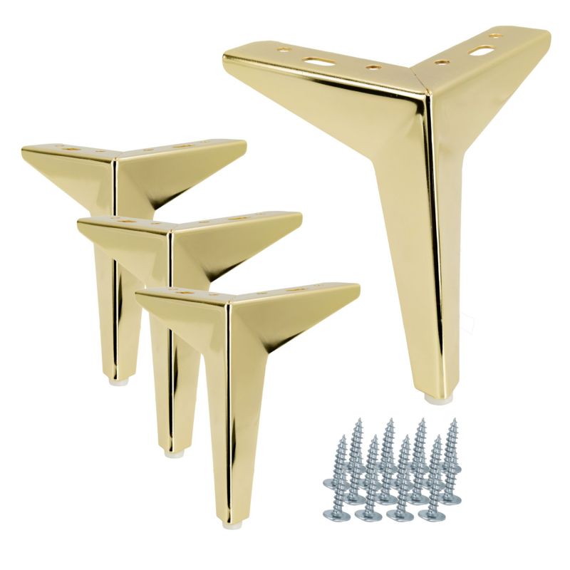 Zestaw nóżek meblowych B&B Gwiazda złoty chrom wysokość 15 cm 4 szt