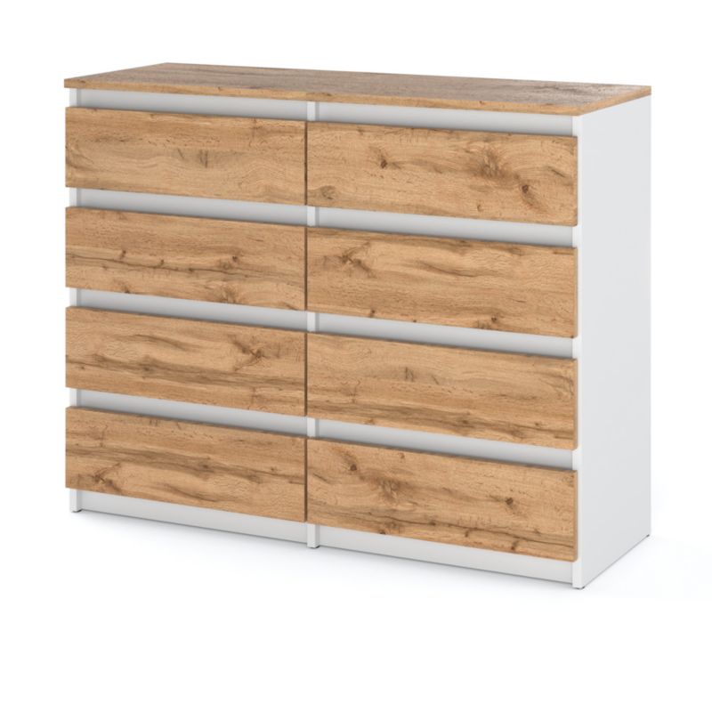 Komoda Hurtownia-Mebli Szuflady 8 Hugo Duża 120cm Biały/Wotan Dąb Wotan 120x33.5x92.5 cm 1szt.