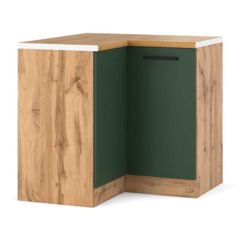 Szafka Kuchenna Hurtownia-Mebli Stojąca Narożna Blanka dolna narożna 90cm Dąb Wotan Butelkowa Zieleń 90x47x85 cm 1szt.