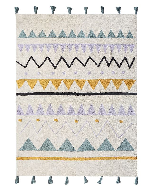 Dywan dziecięcy bawełniany 140 x 200 cm beżowo-zielony Zaysan 1 szt.