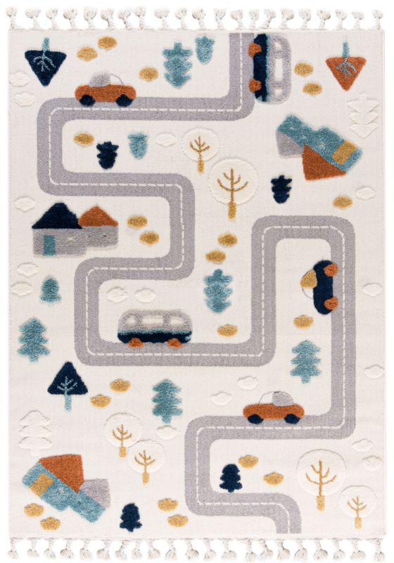 Dywan Dziecięcy Buffo Parco Prostokąt Mazovia 160x230 cm Beżowy Kremowy Motyw Auto, Ulice 1 szt.
