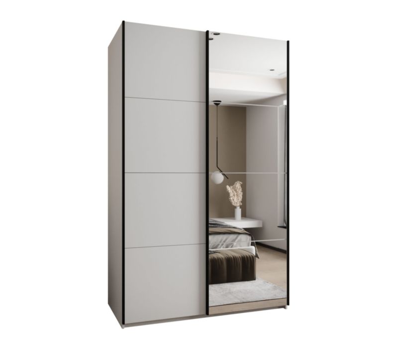 Szafa przesuwna Abiks LUX 3 wysoka szer.150cm biały/biały/czarny 1szt.