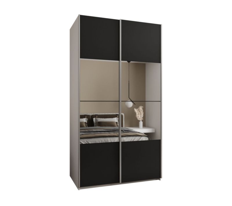 Szafa przesuwna Abiks LUX 4 wysoka szer.140cm biały/czarny/srebrny 1szt.