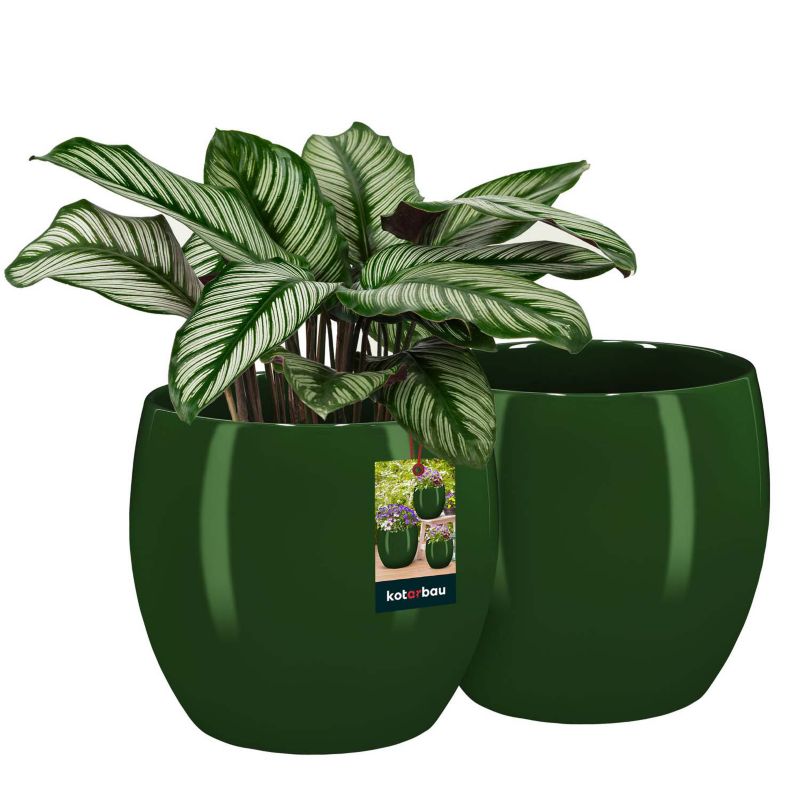 Doniczka ceramiczna KOTARBAU szkliwiona zielona 19 cm 2 szt.