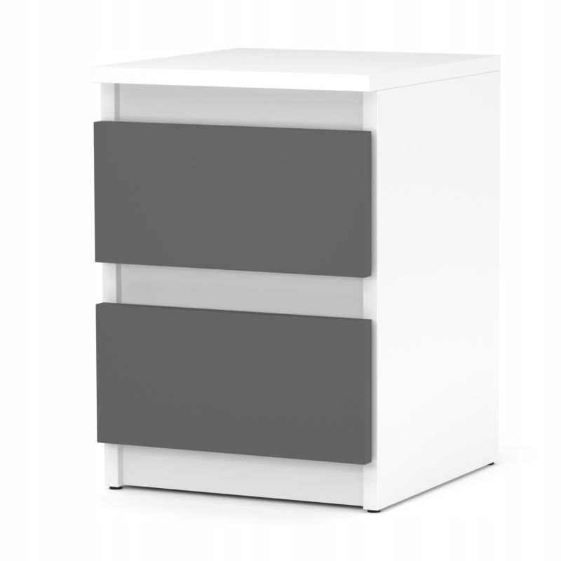 Szafka Nocna Stiv-Meble 2 Szuflady 30 Cm Stolik Biały Szary Mat 30X30X40 Cm 1Szt.