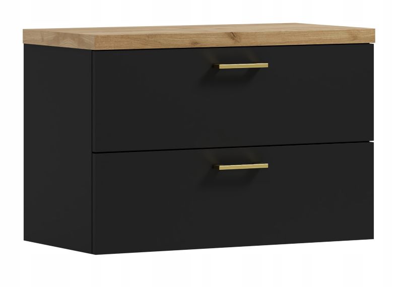 Szafka łazienkowa wisząca pod umywalkę Lume 80 cm BETTER HOME czarna + dąb craft złoty 1 szt