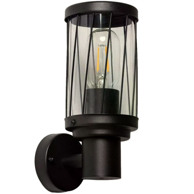 Kinkiet ścienny zewnętrzny Abruzzo Francesco czarno-przezroczysty 1 x E27 x 40W IP44 wym: 23,5 x 9,7 x 13,5 cm - 1 szt.
