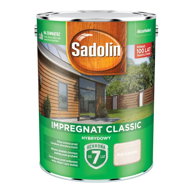 Impregnat do drewna Sadolin Hybrydowy biały kremowy 4,5 l