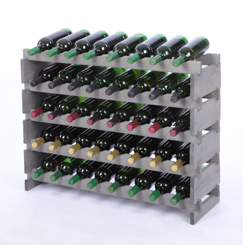 Stojak na wino MODO24 regał modułowy na butelki 5 leżni x 8 butelek montaż bez narzędzi impregnacja szara 1 szt.