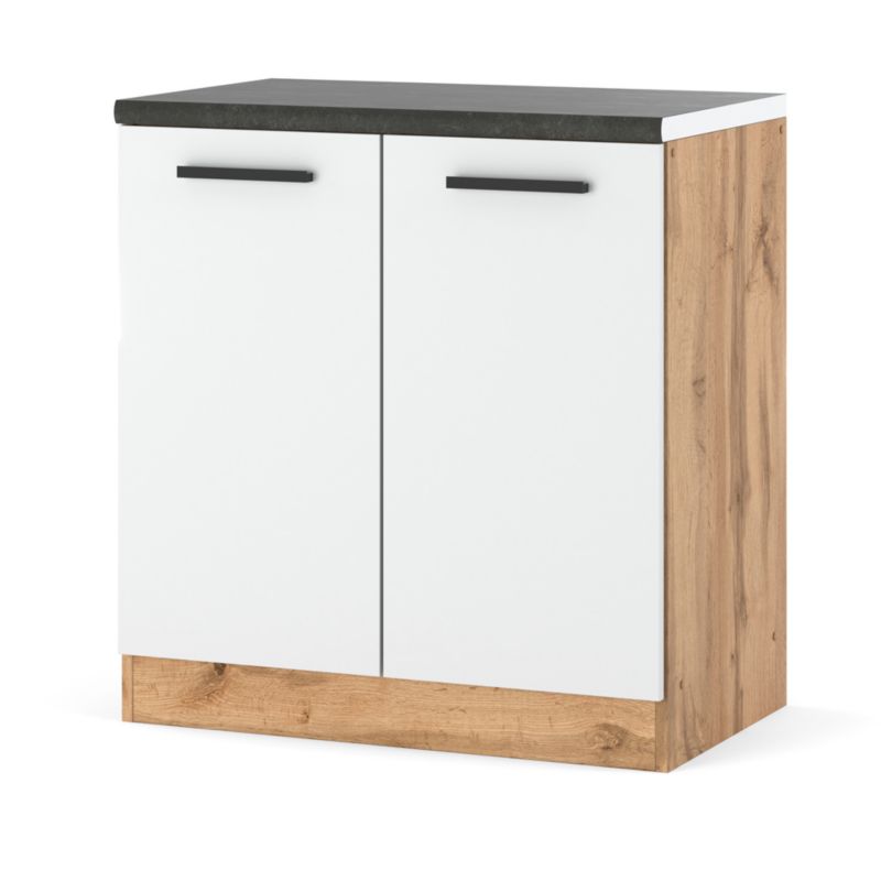 Szafka Kuchenna Hurtownia-Mebli Stojąca Blanka dolna D80 80cm Dąb Wotan Biały Mat 80x47x85 cm 1szt.