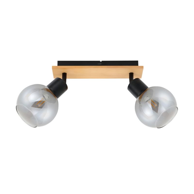 Lampa sufitowa Italux Barel czarna-jasne drewno-dymiona 2 x E27 x 20W wym: 18 x 32 x 23 cm - 1 szt.