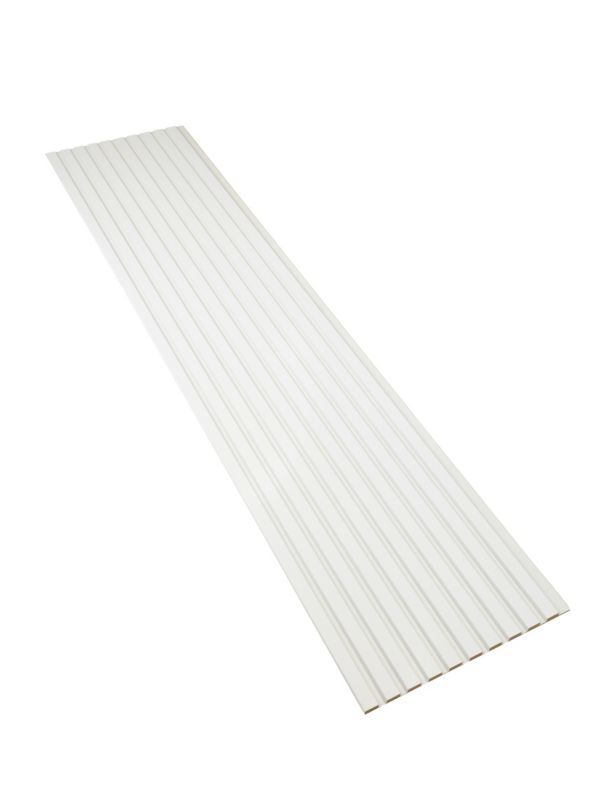 Lamele na Białej Płycie Ścienne SunWood Panele Dekoracyjne Białe 275x46cm 1 szt.