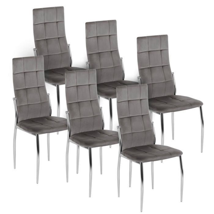 Zestaw Mebel Elite MOLLY 6x Krzesło Tapicerowane MOLLY do Jadalni Szare Welurowe 1kpl