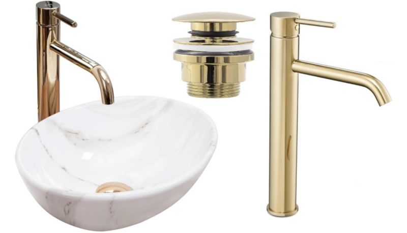 Umywalka nablatowa GTM Design Sofia M13 Biała z baterią w zestawie 1 szt.