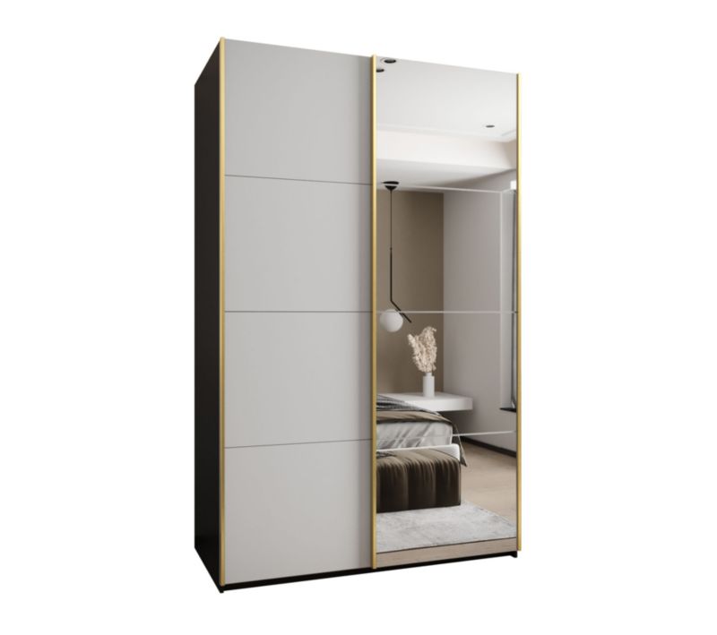 Szafa przesuwna Abiks LUX 3 wysoka szer.150cm czarny/biały/złoty 1szt.