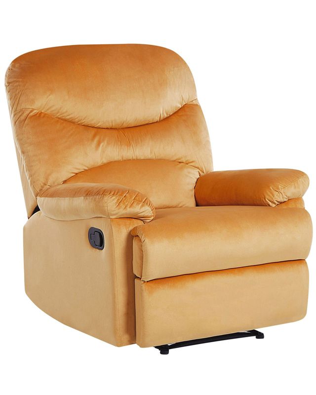 Rozkładany fotel Eslov Welur Musztardowy 1 szt.