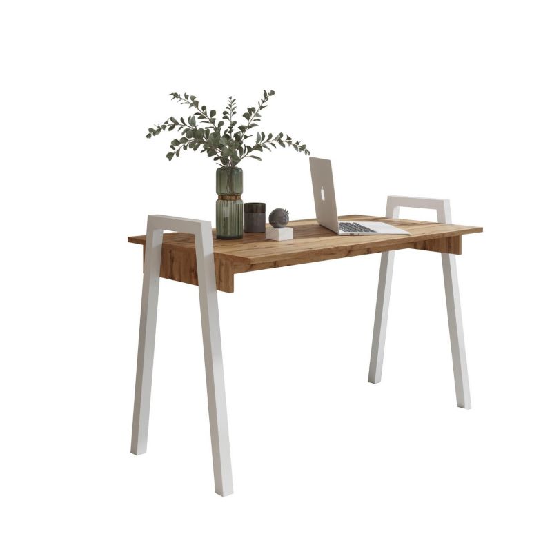 Biurko Bettso Frame 120x68cm nowoczesne na białych nogach dąb wotan 1szt.