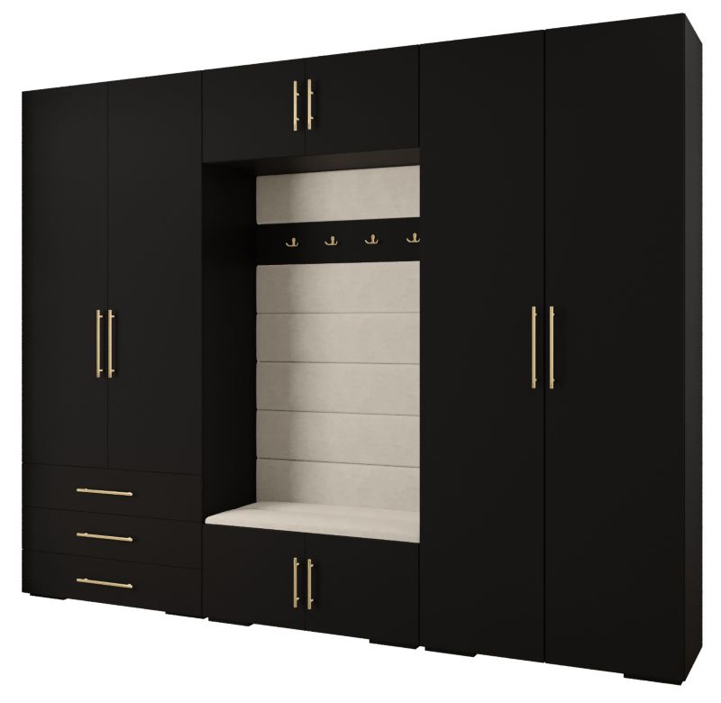 Garderoba do przedpokoju Abiks INOVA 3 Z14 czarny+złoty+manila02 1 szt.