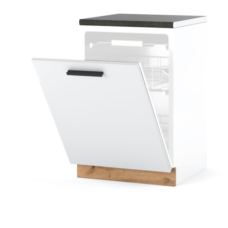 Szafka Kuchenna Hurtownia-Mebli Stojąca Do zmywarki Blanka dolna ZM60 60cm Dąb Wotan Biały Mat 60x47x85 cm 1szt.