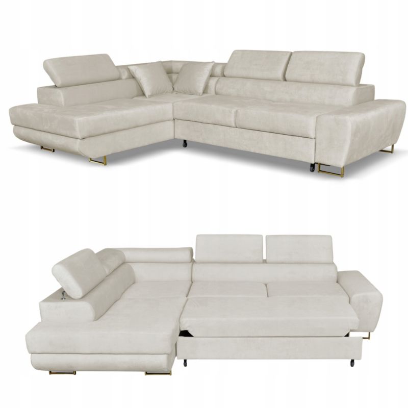 Sofa kanapa do salonu rozkładany lewy Family Meble Bosso beżowy 1szt