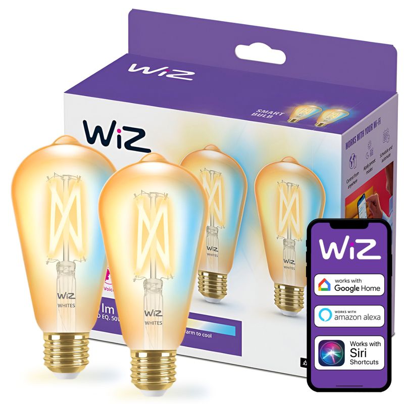 Żarówka LED WiZ E27 ST64 7W 640lm 2000-5000K TW Filament Amber Inteligentna Smart WiFi Bluetooth Aplikacja 2 szt.