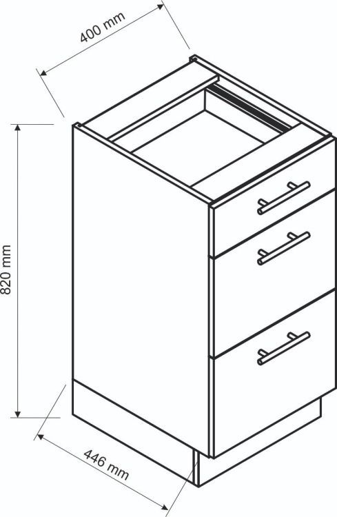 Szafka kuchenna stojąca 40 Stolkar NATALIA D40S/3 biała połysk 1 szt