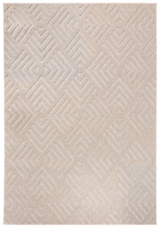 Dywan wewnętrzny/zewnętrzny Cansas T932E prostokąt Mazovia 80x 200 cm beżowy,kremowy motyw geometryczny krótki włos 1 szt.