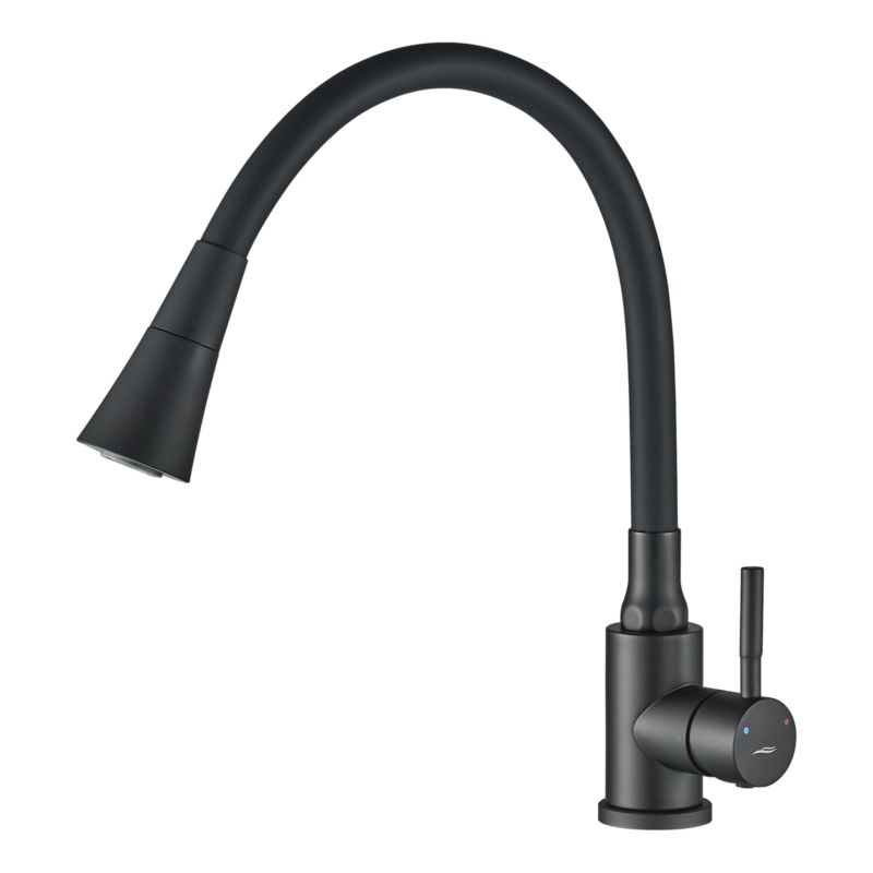 Bateria zlewozmywakowa Selva z elastyczną wylewką czarna