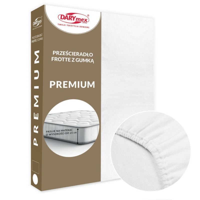 Prześcieradło frotte z gumką Darymex 140x200 kolor biały PREMIUM 1 szt.