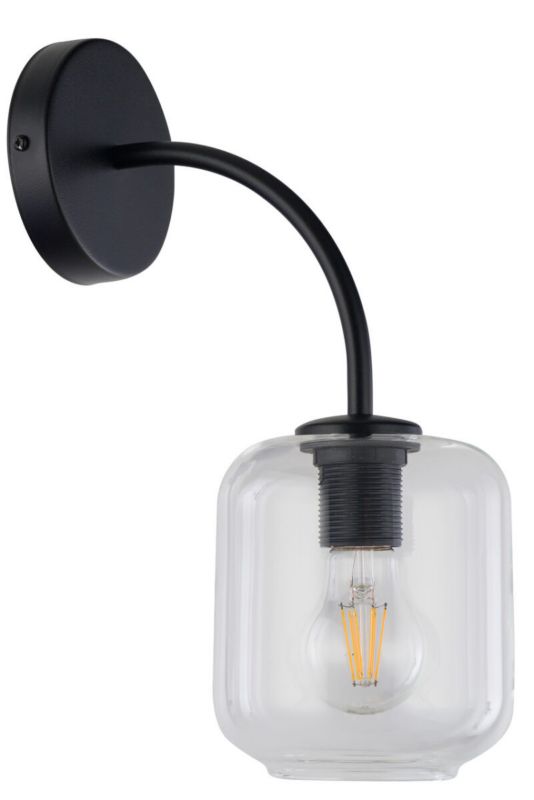 Kinkiet ścienny Sigma Lighting Shine czarno-przezroczysty 1 x E27 x IP20 wym: 36 x 14 x 23 cm - 1 szt.