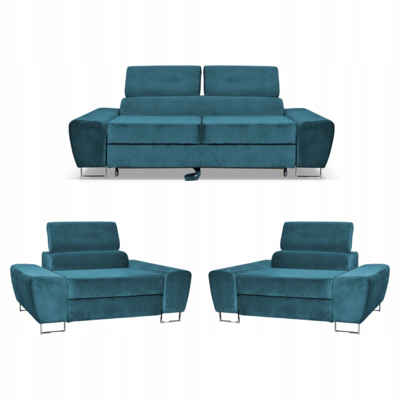 Zestaw mebli do salonu sofa i fotele Family Meble Bosso niebieski 1szt