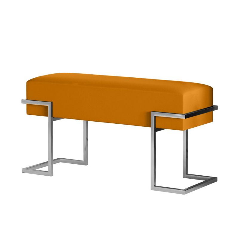 Ławka tapicerowana Bettso Cely 100 cm do przedpokoju na chromowanym stelażu miodowy 1szt.