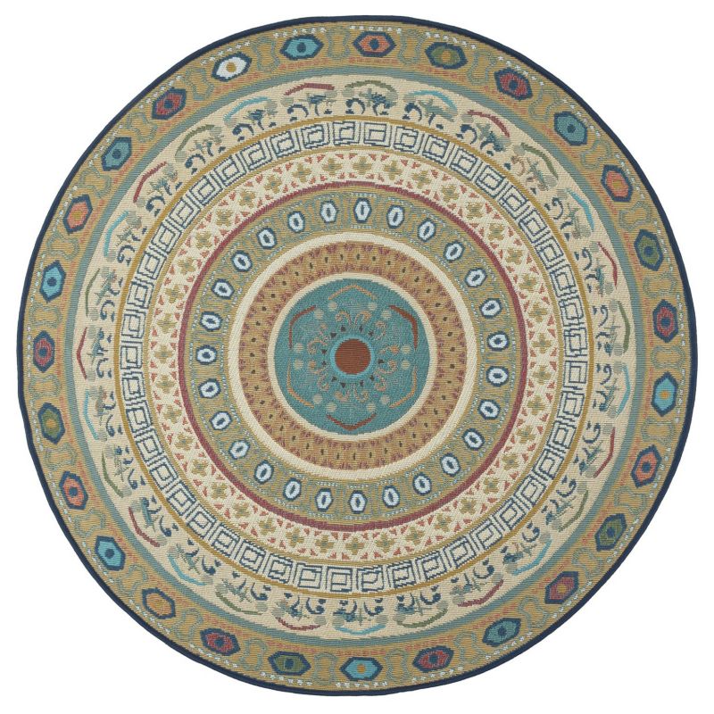 Dywan okrągły 120 cm INEZ e-floor wewnętrzny zewnętrzny BOHO wielokolorowy 1 szt