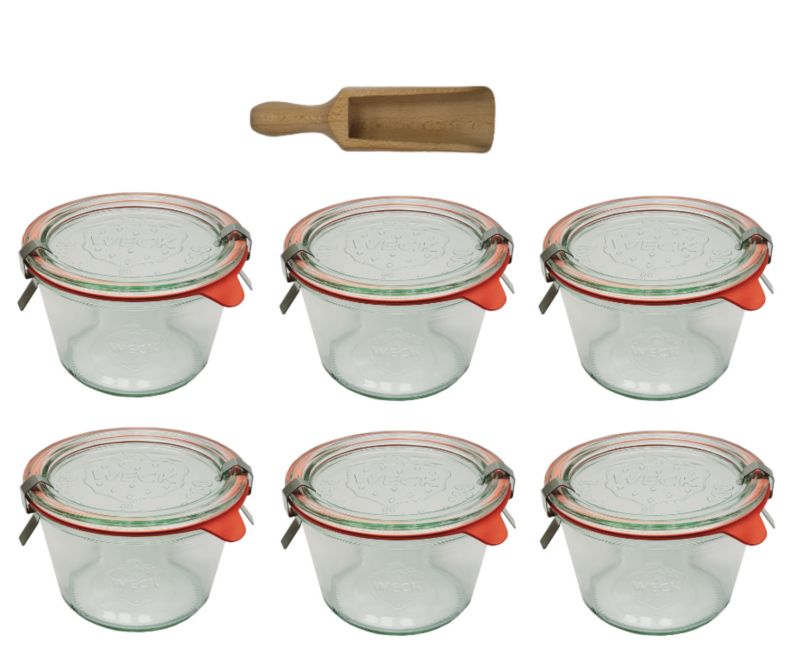 Słoiki MODO24 Weck 370 ml fi 100 mold szklane wieka gumki 6 kpl.