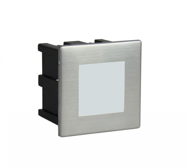 Oprawa zewnętrzna wpuszczana SU-MA Mur srebrna LED 1.5W 3000K 64lm IP65 wym: 8 x 8 x 6,1 cm - 1 szt.
