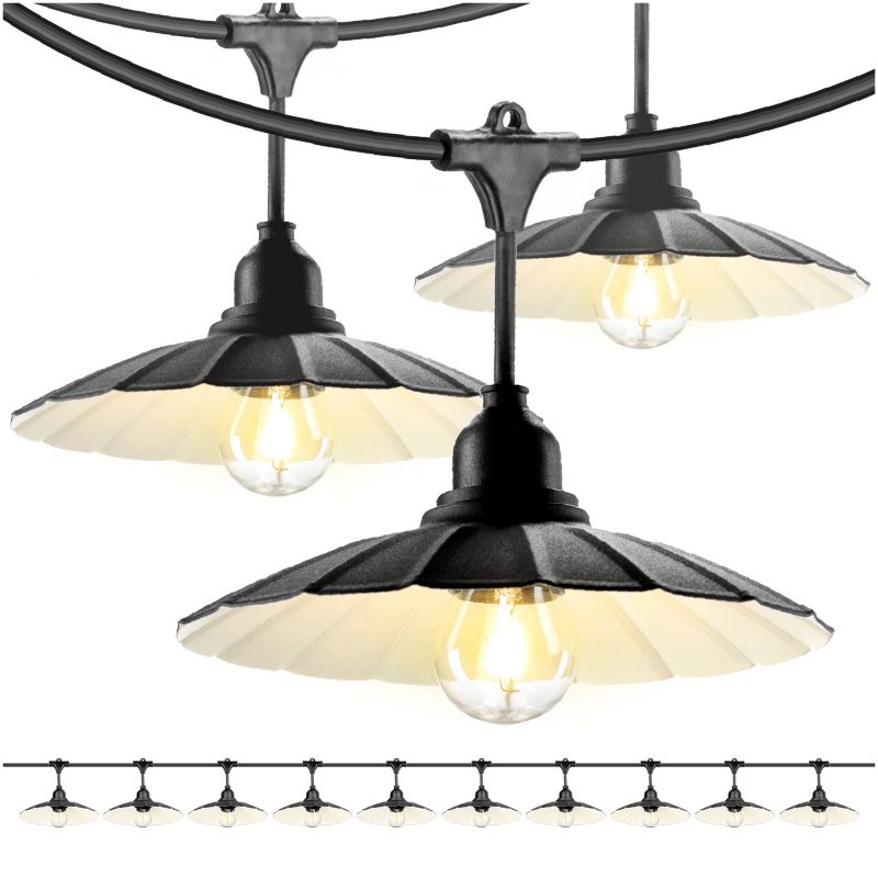 Girlanda ogrodowa 5m + żarówki LED Kobi + 10x klosz czarny 2szt.