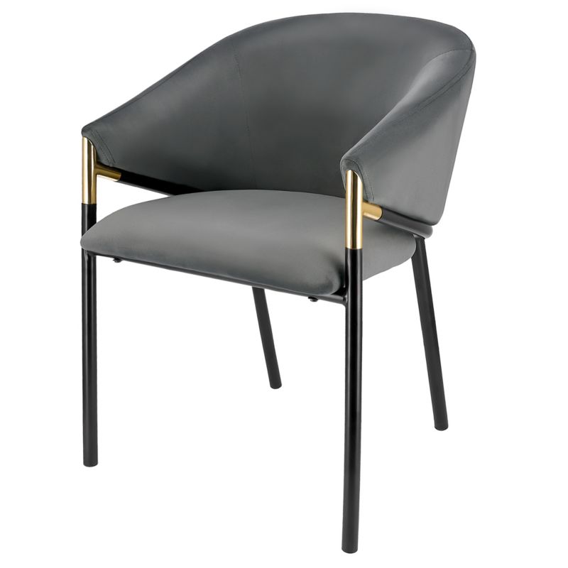 Krzesło welurowe JUMI wygodne Fotel do salonu AMBER szare 1 szt.