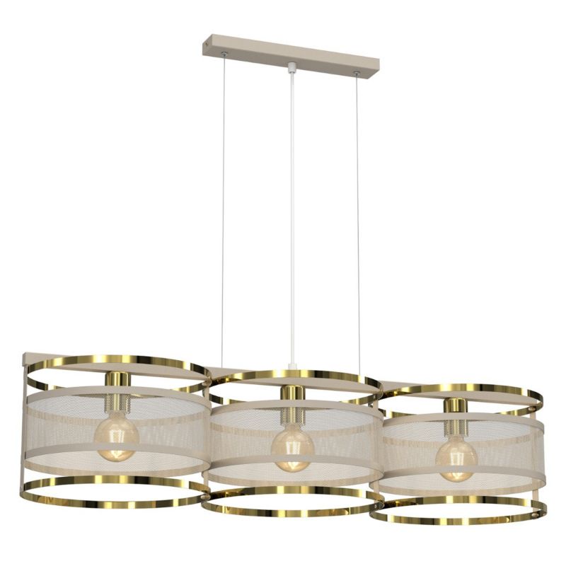 Lampa wisząca Luminex Rim 4129 kremowo-złoty połysk dekoracyjna 3xE27 x 15W 1 szt.