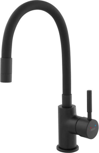 Bateria zlewozmywakowa Ferro Zorba Nero z elastyczną wylewką czarna