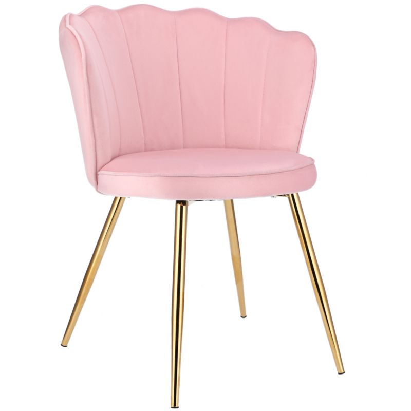 Krzesło welurowe JUMI tapicerowane różowe do salonu jadalni wygodne eleganckie 1 szt.