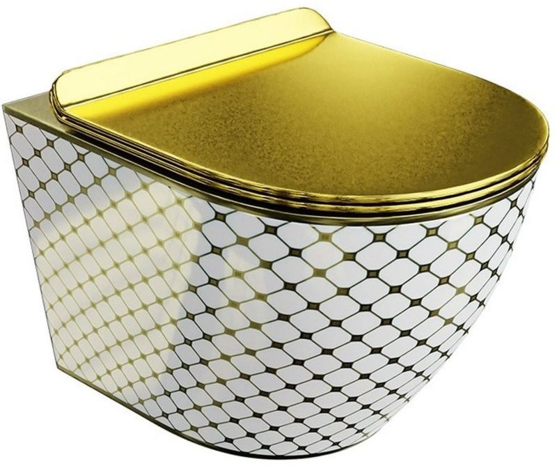 Miska WC LaVita Sofi Slim wisząca bezkołnierzowa biało-złota połysk, 1 szt.