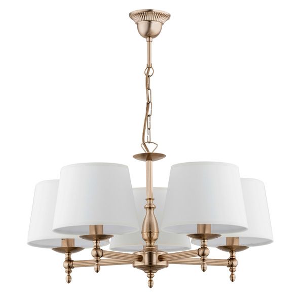 Lampa wisząca Alfa Roksana złoto-biała klasyczna z abażurami 5xE14 x 40W 1 szt.