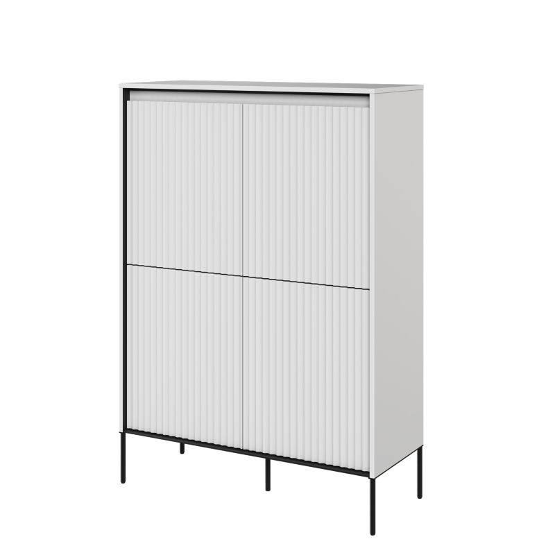 Komoda czterodrzwiowa Bettso Trend wysoka z oświetleniem LED i frezowanym frontem biały 1szt.